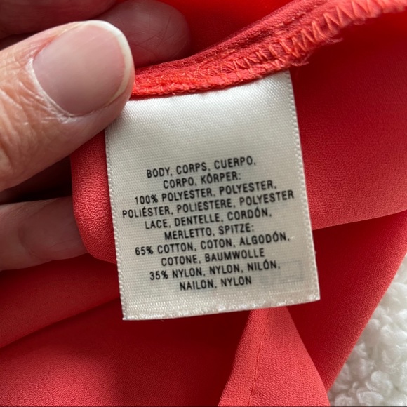 Anthropologie Maeve coral top with cream lace - Picture 7 of 7